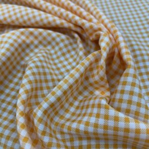 R110 - 100% Rayon - Orange and Off white 2mm Gingham - 145cm wide - $18.00 per mtr