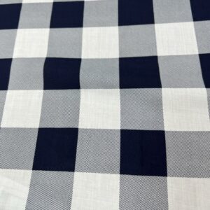 R113 - 100% Rayon - Navy and White 5mm Squares - 145cm wide - $18.00 per mtr