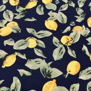 R116 - 100% Rayon - Vibrant Yellow Lemons on Black - 145cm wide - $24.00 per mtr