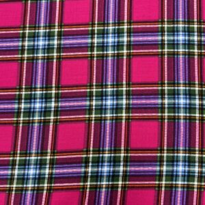 R120 - 100% Rayon -Vibrant Pink  / Baby Blue Tartan- 145cm wide - $18.00 per mtr