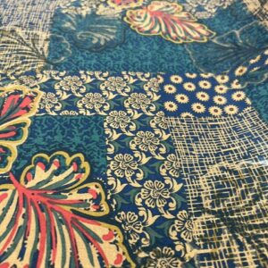 R123 - 100% Rayon - Patchwork Style Fabric - Green is darker than the photo shows - Browns, Deep Green, Reds - 145cm wide - $20.00 per mtr