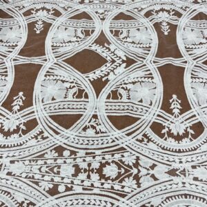 Ow267 - Off White Ada lace - Thicker Lace - 128cm wide - 100% Rayon Embroidery / 100% Nylon Tulle base - $35.00 pm - NOW $10.00 SPECIAL