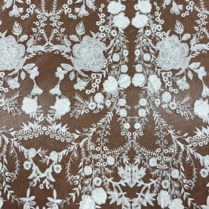OW402 - Erica Lace - 100% Rayon Double thickness Floating Embroidery / 100% White Nylon Tulle base - 142cm wide - $69.00 pm