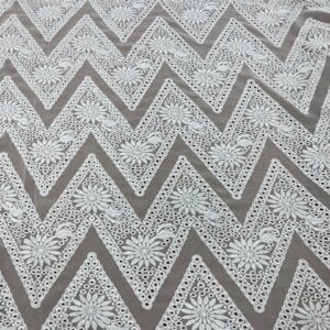 OW404 - 100% Silk Anglaise Zig Zag - 100% Silk Base with 100% Rayon Embroidery - 130cm wide - $69.00pm